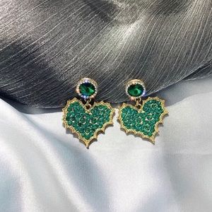 Beautiful Green Drop Heart Shape Earrings